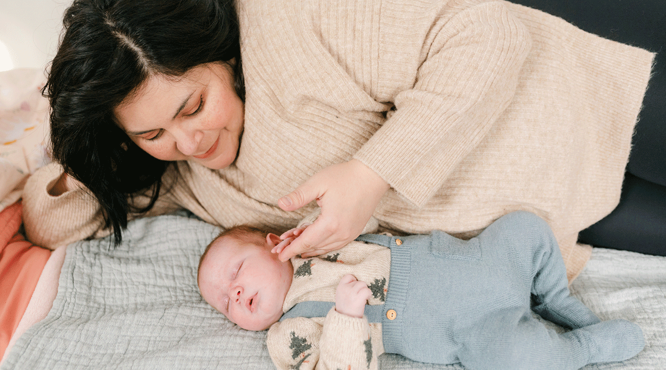 postpartum mother and baby at home