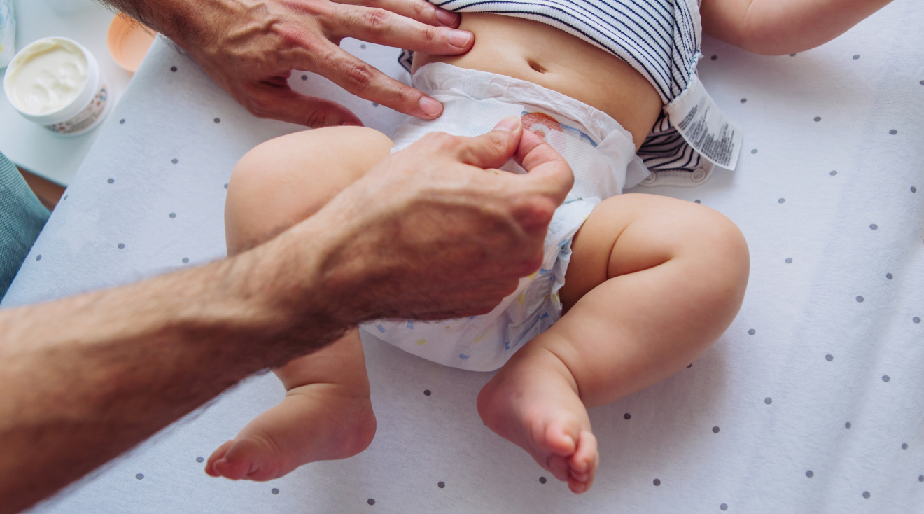 cropped image of baby in diaper