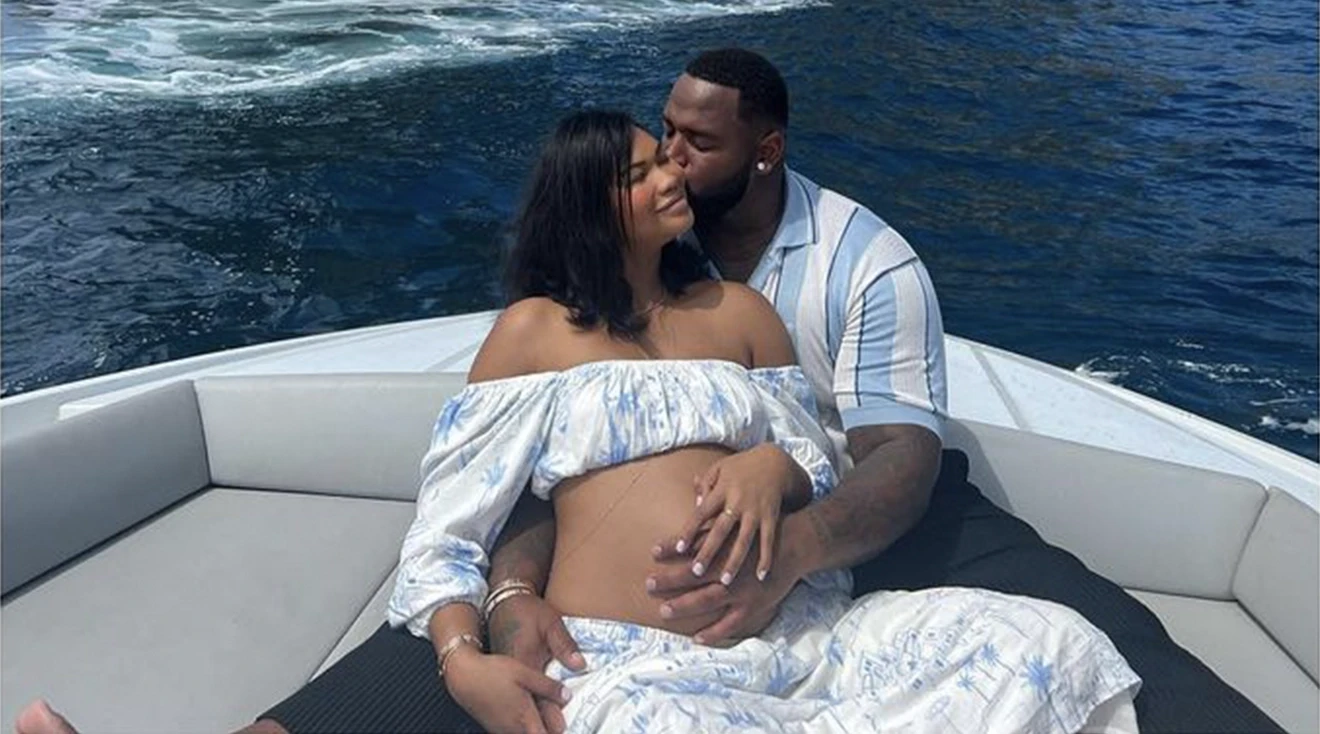Chanel Iman and Davon Godchaux on their babymoon vacation in Italy on a boat
