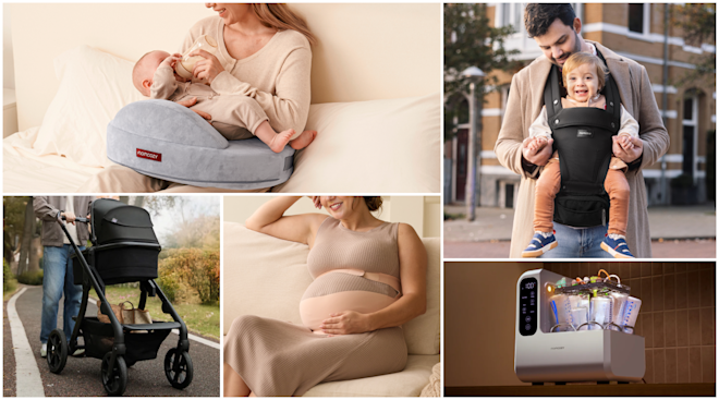 collage of Momcozy products