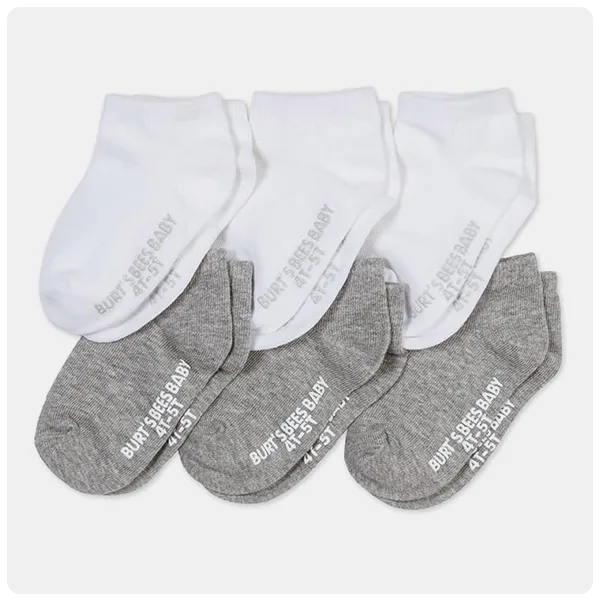 Burt’s Bees Solid Organic Cotton Baby Ankle Socks (6 Pack)