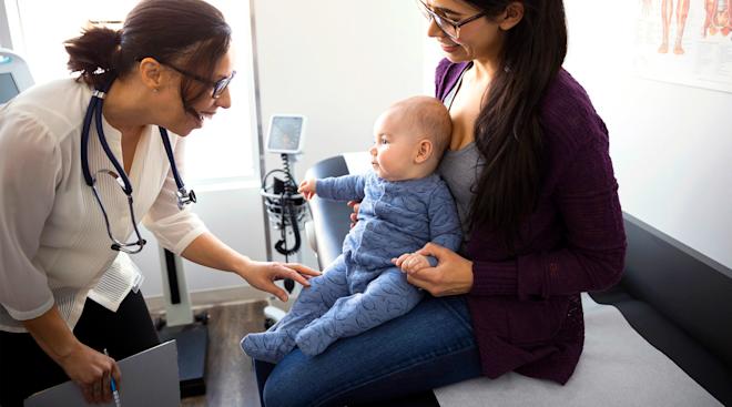 mom and baby at doctor's office