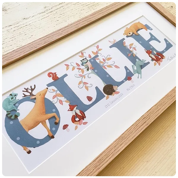JustineKimmer Woodland Animal Name Illustration Print