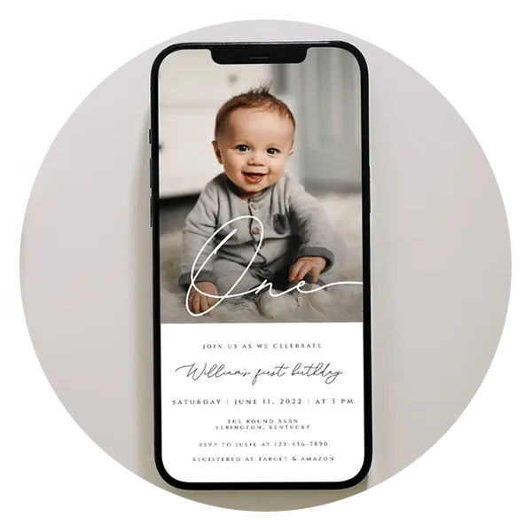 Minimalist 1st Birthday Invite Template