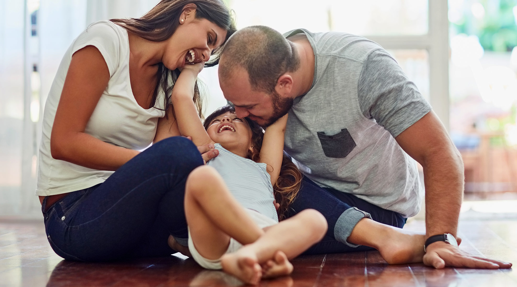 happy family of three 