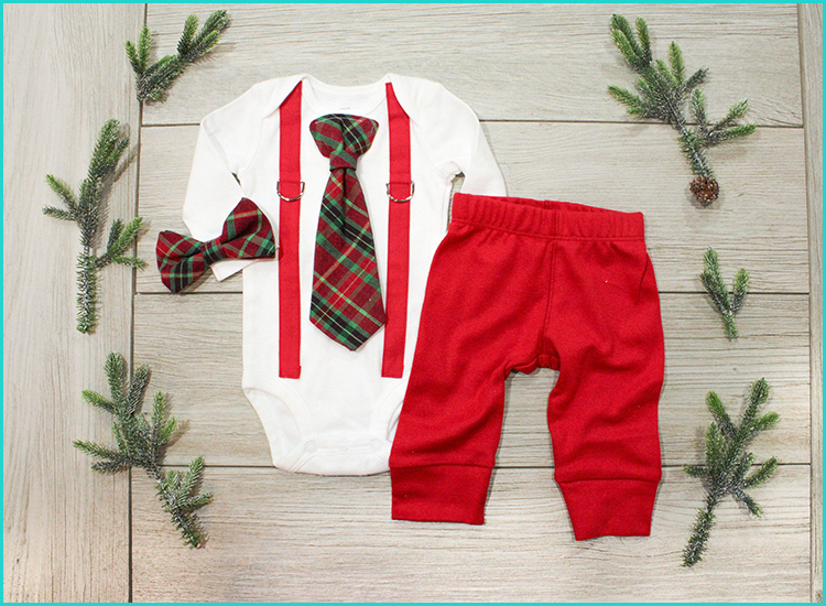 baby boy tartan christmas outfit