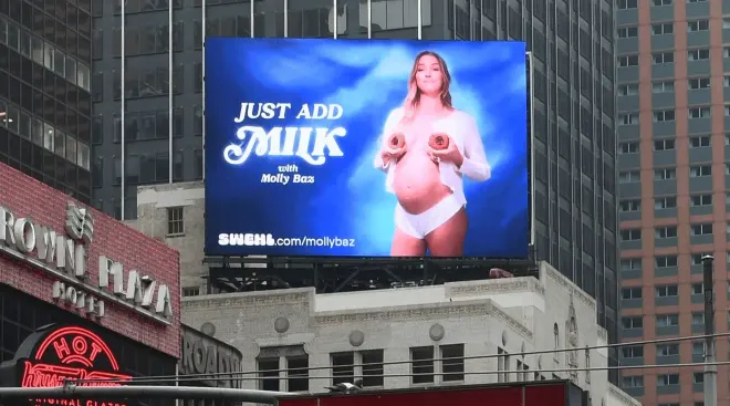 molly baz swehl lactation cookies ad in times square