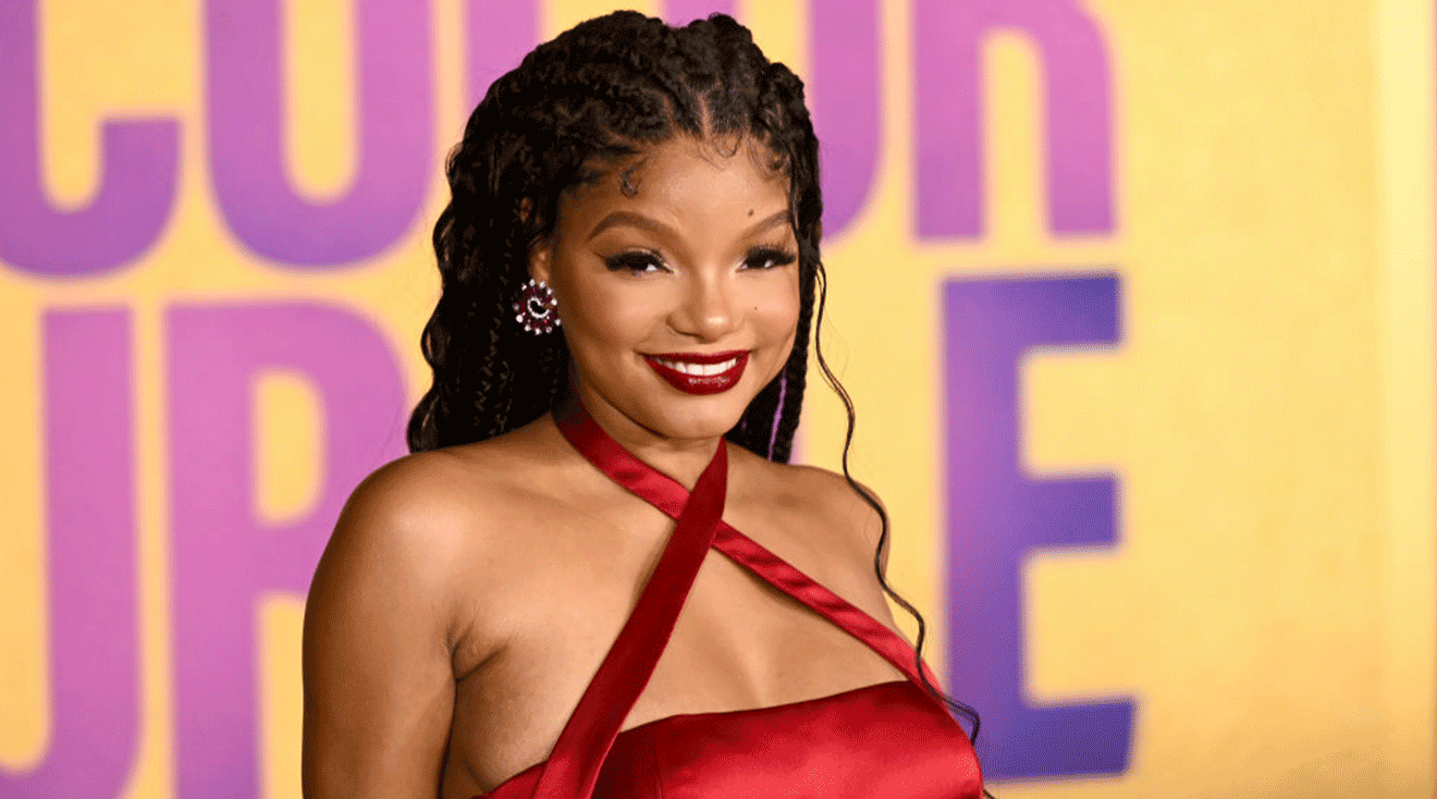 Halle Bailey at the premiere of "The Color Purple" held at The Academy Museum on December 6, 2023 in Los Angeles, California