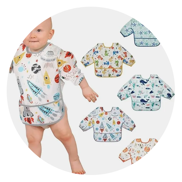 Lictin 5 Pcs Waterproof Long-sleeved Bibs