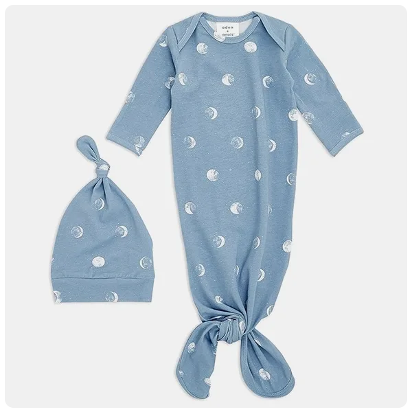 aden + anais Snuggle Knit Knotted Newborn Baby Gown & Hat Set