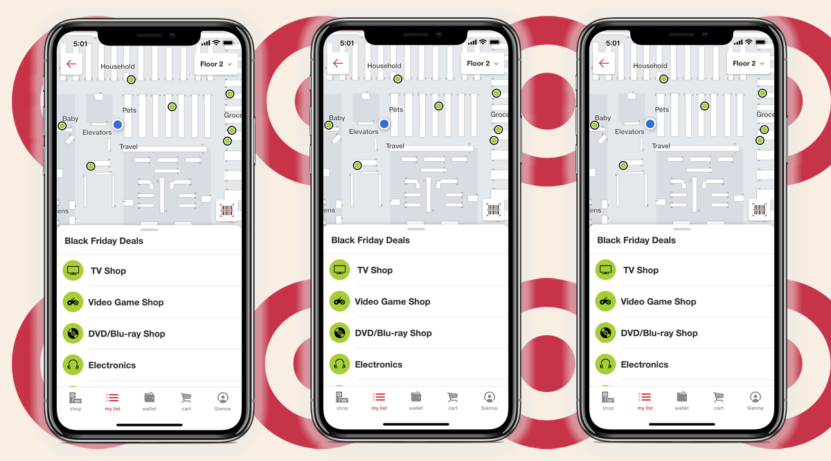 phone with map of target store showing black friday deals