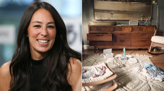 side by side of HGTV star Joanna Gaines and her new baby crew's nursery