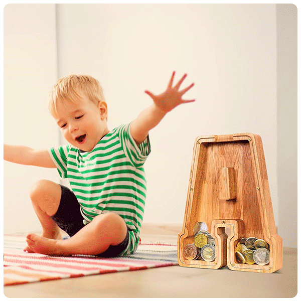 SummiDate Wooden Letter Piggy Bank