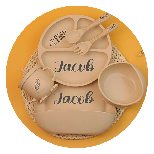 Hexagram Studio Personalized Silicone Baby Weaning Set