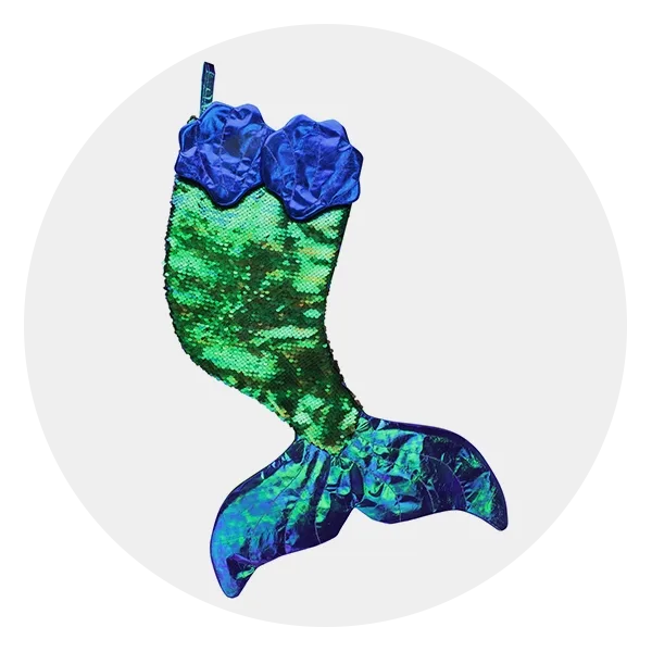 Northlight 24" Green and Black Sequined Iridescent Mermaid Christmas Stocking