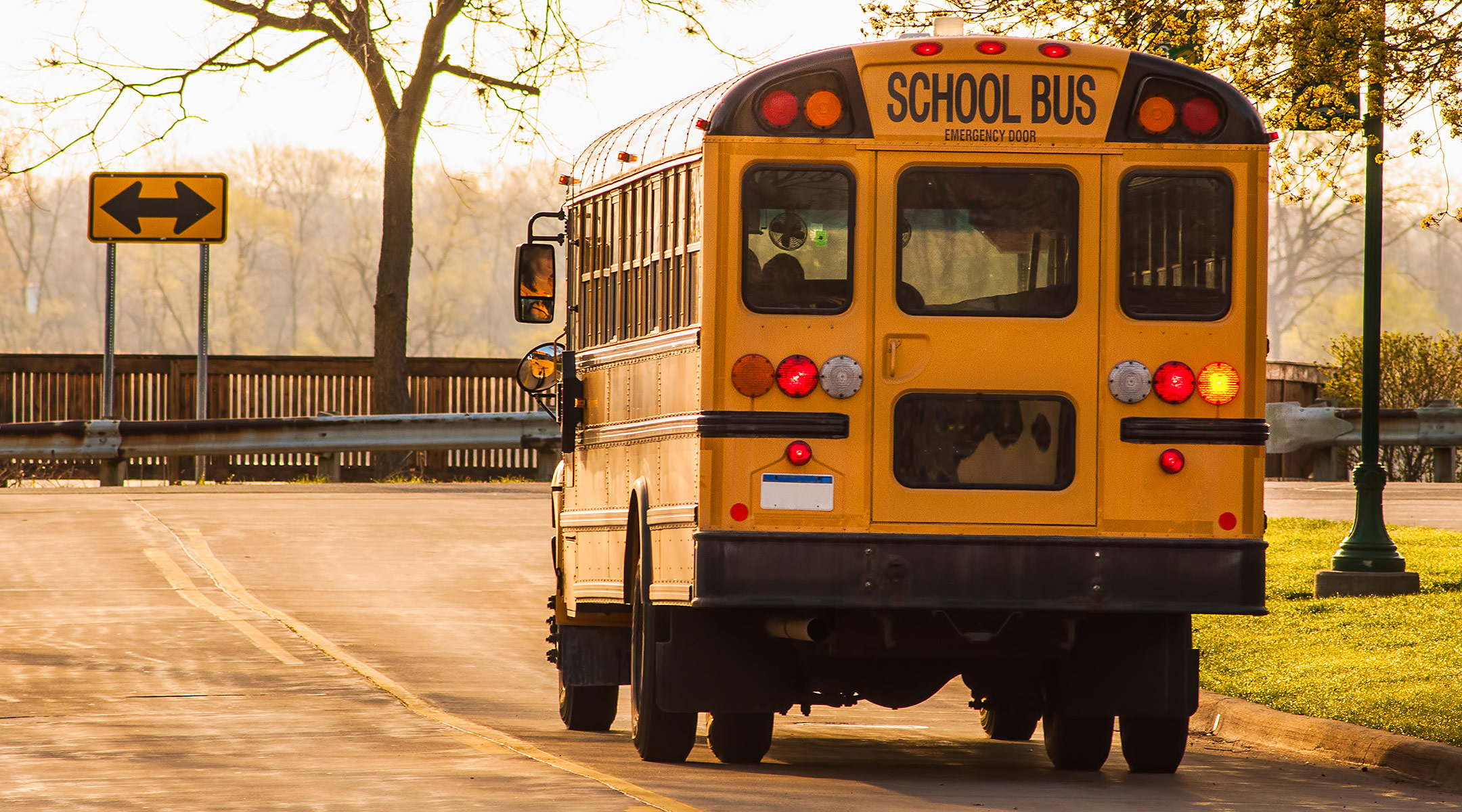 school bus driving away