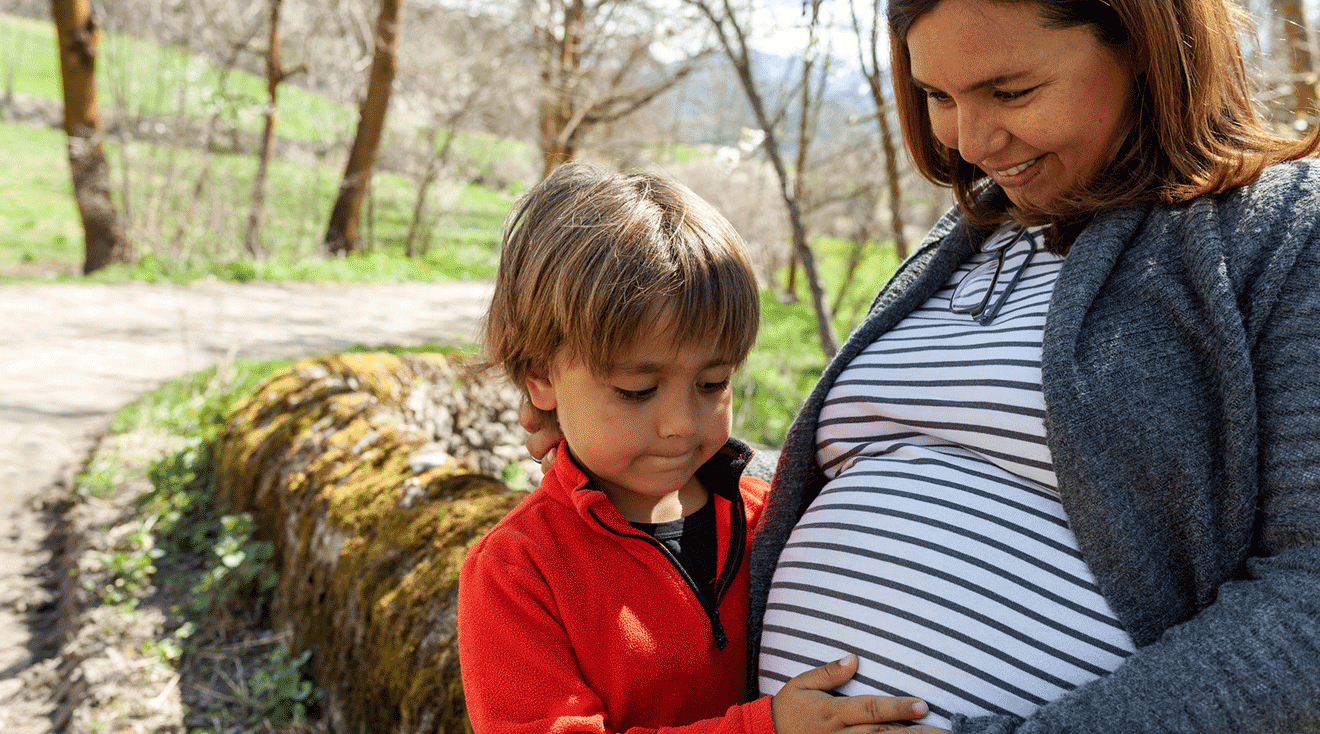 pregnant woman with son