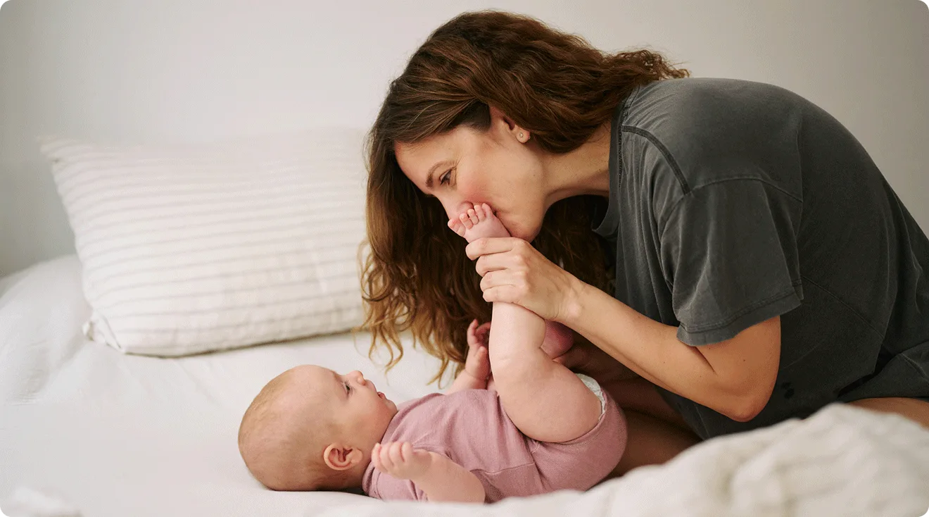 mom and baby interacting at home