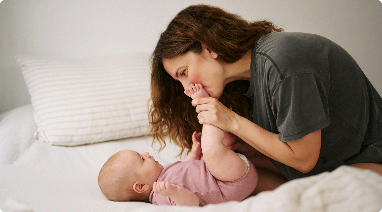 mom and baby interacting at home