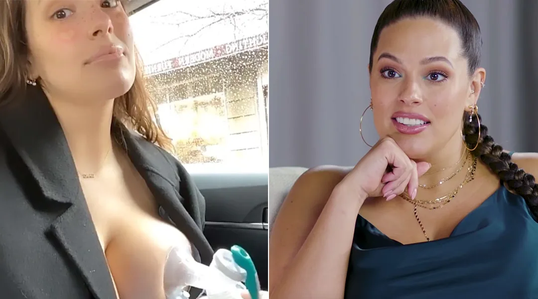 ashley graham pumps breast milk in an uber