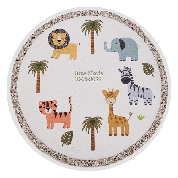 ThingsRememberedPers Embroidered Safari Animals Quilted Play Mat