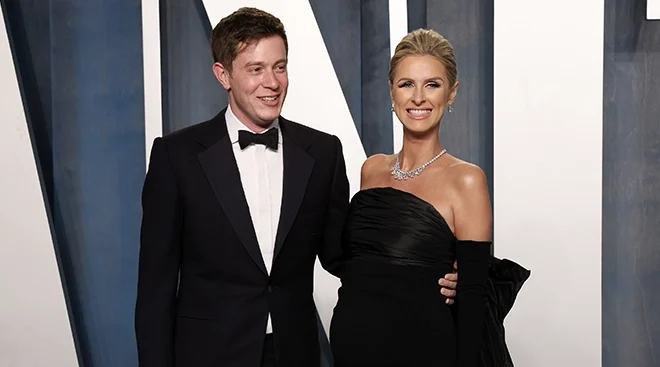 James Rothschild and Nicky Hilton Rothschild attend the 2022 Vanity Fair Oscar Party Hosted By Radhika Jones at Wallis Annenberg Center for the Performing Arts on March 27, 2022 in Beverly Hills, California