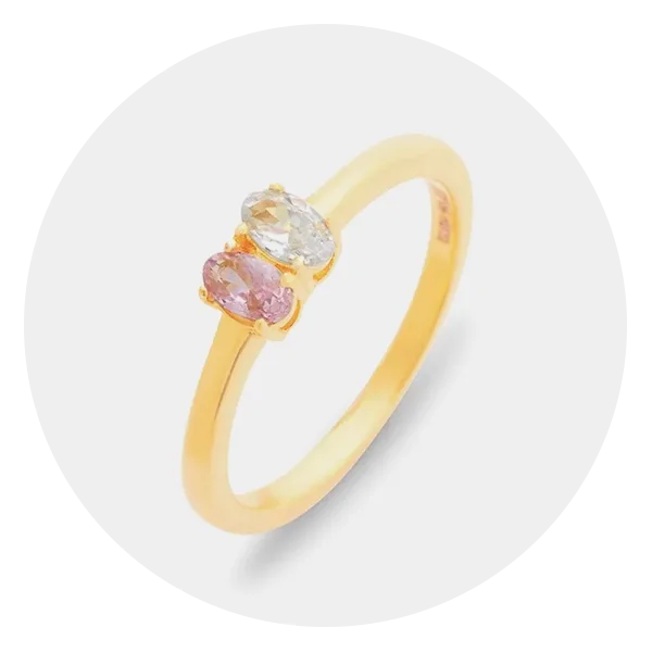 Eve’s Addiction Petite 2 Stone Oval Birthstone Gold Ring