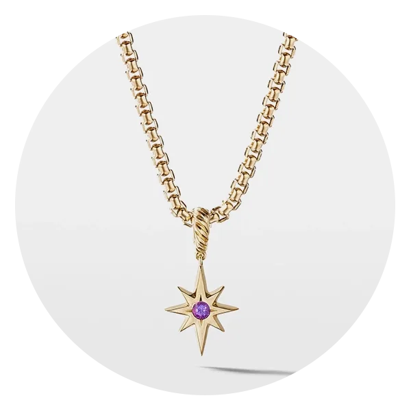 David Yurman 18K Yellow Gold Cable Collectibles North Star Birthstone Charm
