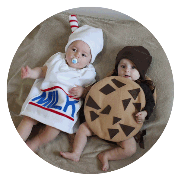 twin babies in halloween costumes