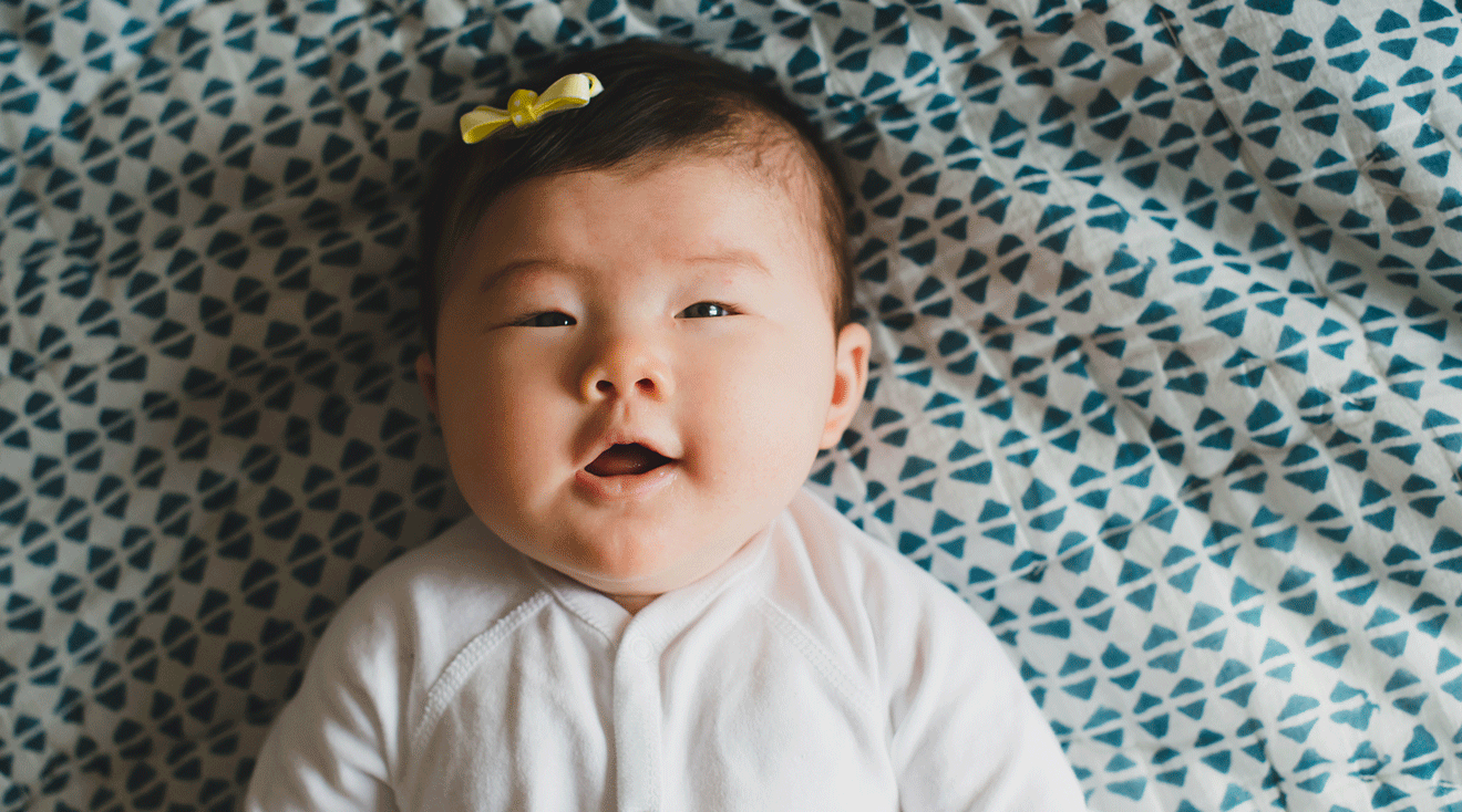 close up of baby babbling 