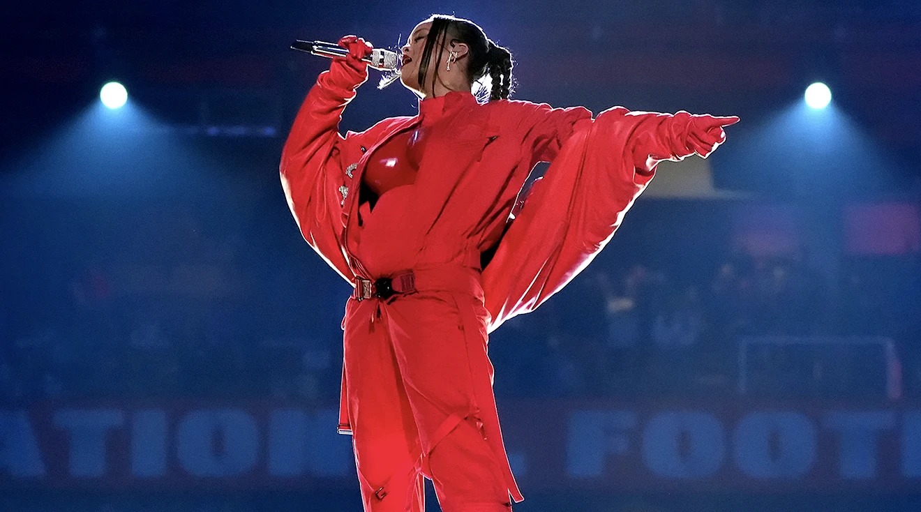 Rihanna Debuts Her Baby Bump During Super Bowl Show image