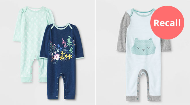 product images of onesies from recalled Cloud Island baby clothing