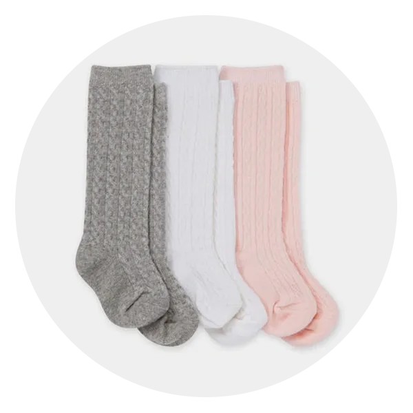 Organic Cotton Cable Knit Knee High Socks Three Pack