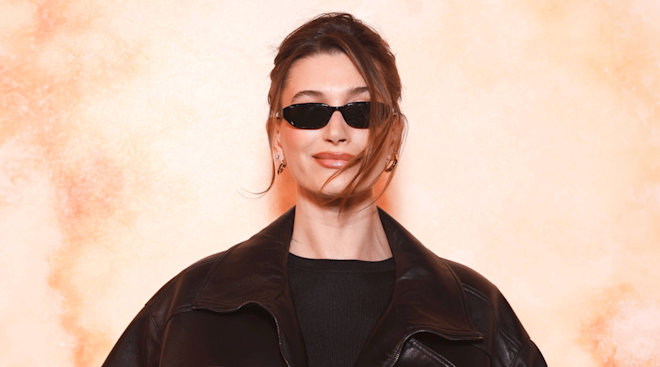 Hailey Bieber attends the Saint Laurent Womenswear Fall/Winter 2025-2026 show as part of Paris Fashion Week at on March 11, 2025 in Paris, France