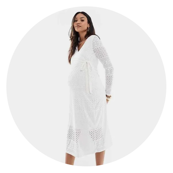 ASOS Mamalicious Maternity Jersey Eyelet Wrap Midi Dress