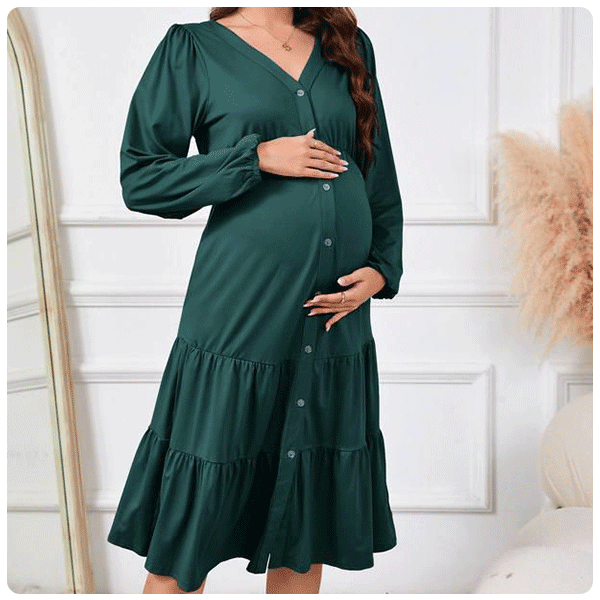 YesFashion Women's Maternity V Neck Dress