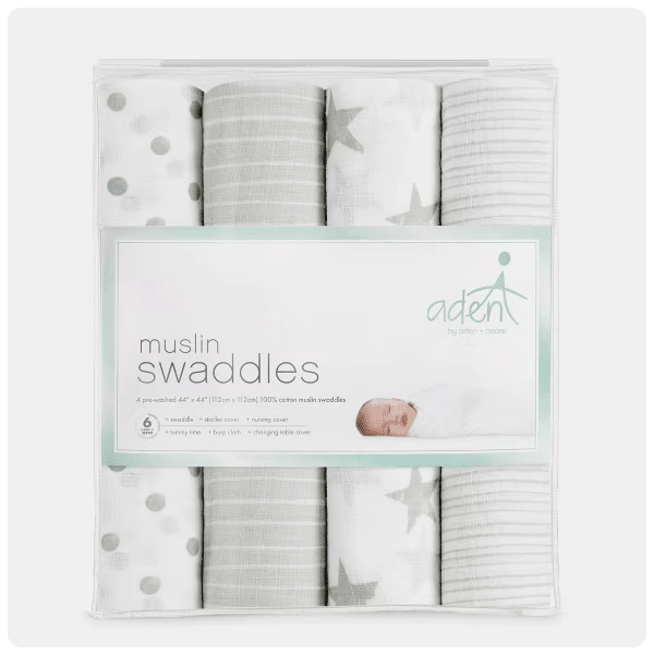 aden + anais essentials 4pk Cotton Muslin Swaddle Blankets