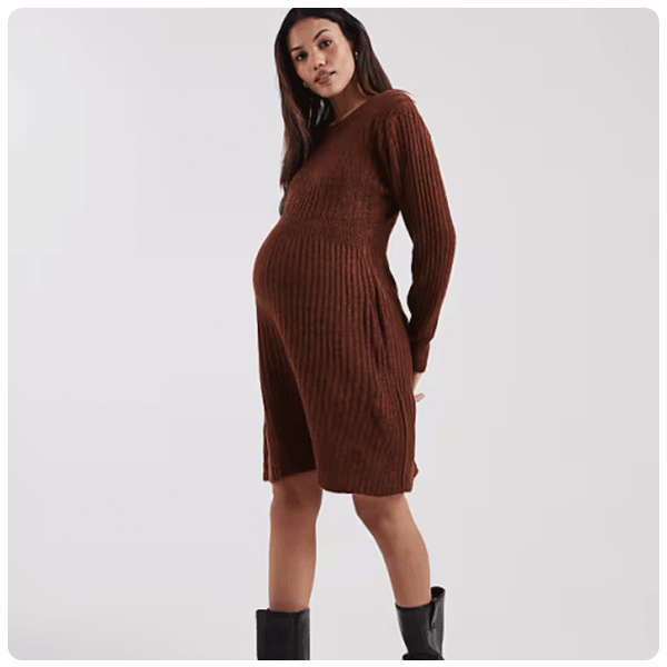 ASOS Mamalicious Maternity Rib Knit Fit and Flare Mini Dress