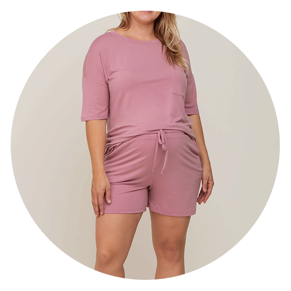Grey Ruffled Trim Maternity Plus Pajama Shorts– PinkBlush