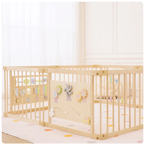Avenlur Wooden Baby Playpen with Sensory Activity Panels