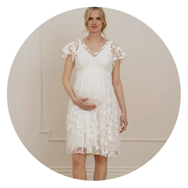 Seraphine Diane White Floral Lace Maternity to Nursing Occasion Dress