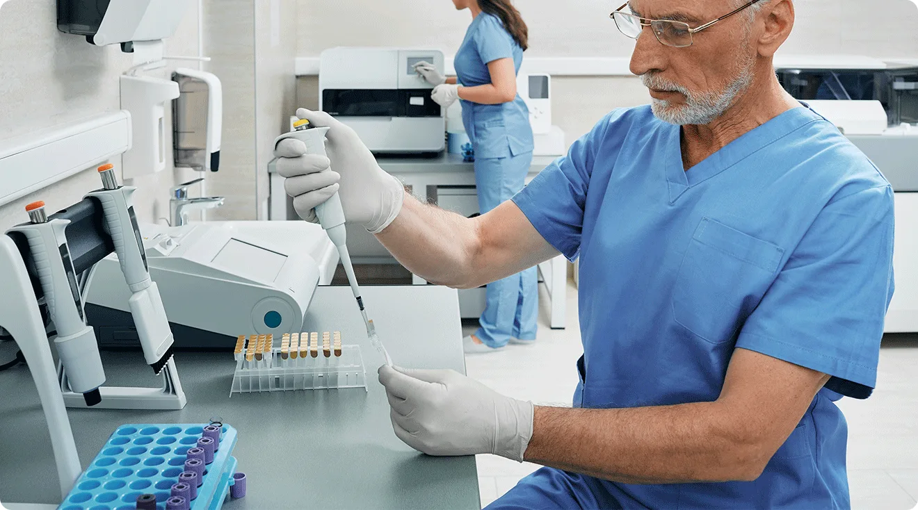 lab technician working with blood samples