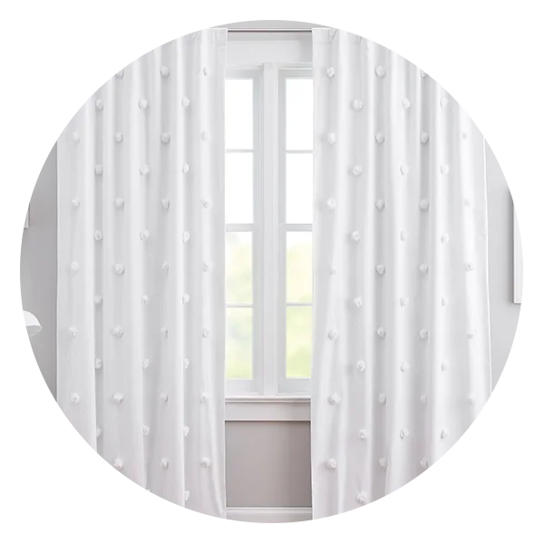 Pom-Pom Applique Cotton Blackout Curtain Panel