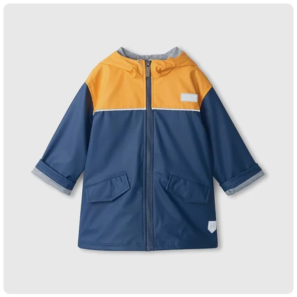 Hatley Kids Yellow & Navy Zip-Up Rain Jacket