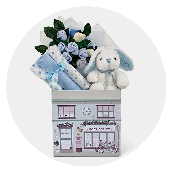 Baby Blooms Personalized Little Blue Bunny Welcome Baby Hamper