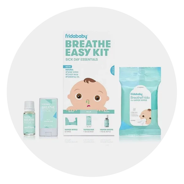 Breathe Easy Kit Sick Day Essentials by FridaBaby - Natural Vapor Wipes,  Organic Vapor Rub + Organic Vapor Drops, White