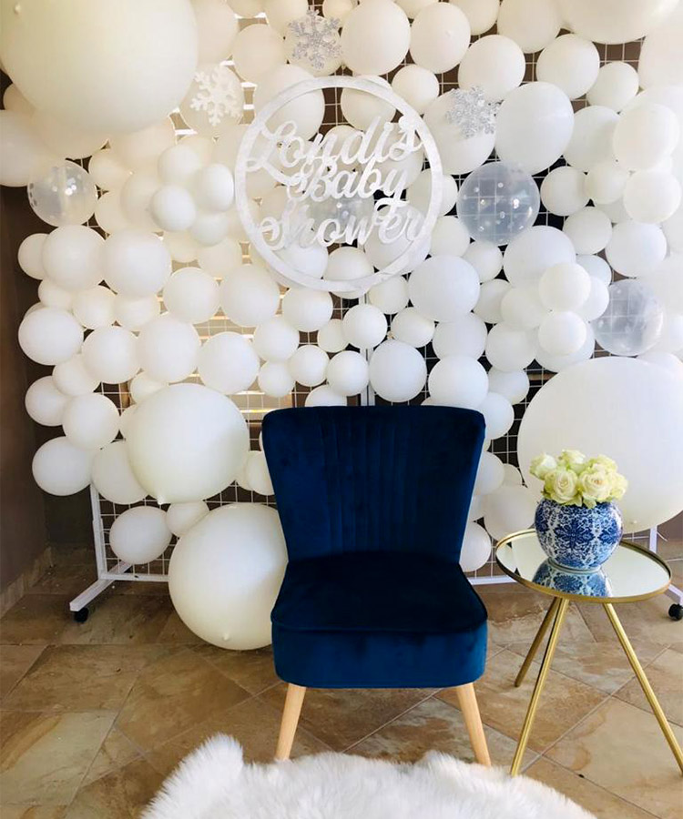 Baby shower best sale chair decorations