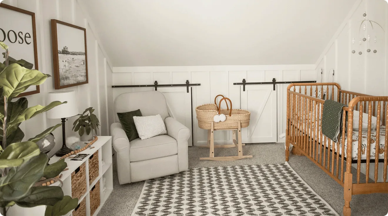 modern farmhouse gender neutral nursery from kindred homestead