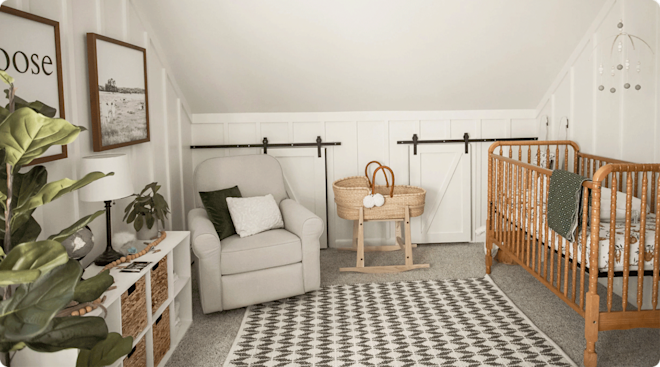 modern farmhouse gender neutral nursery from kindred homestead