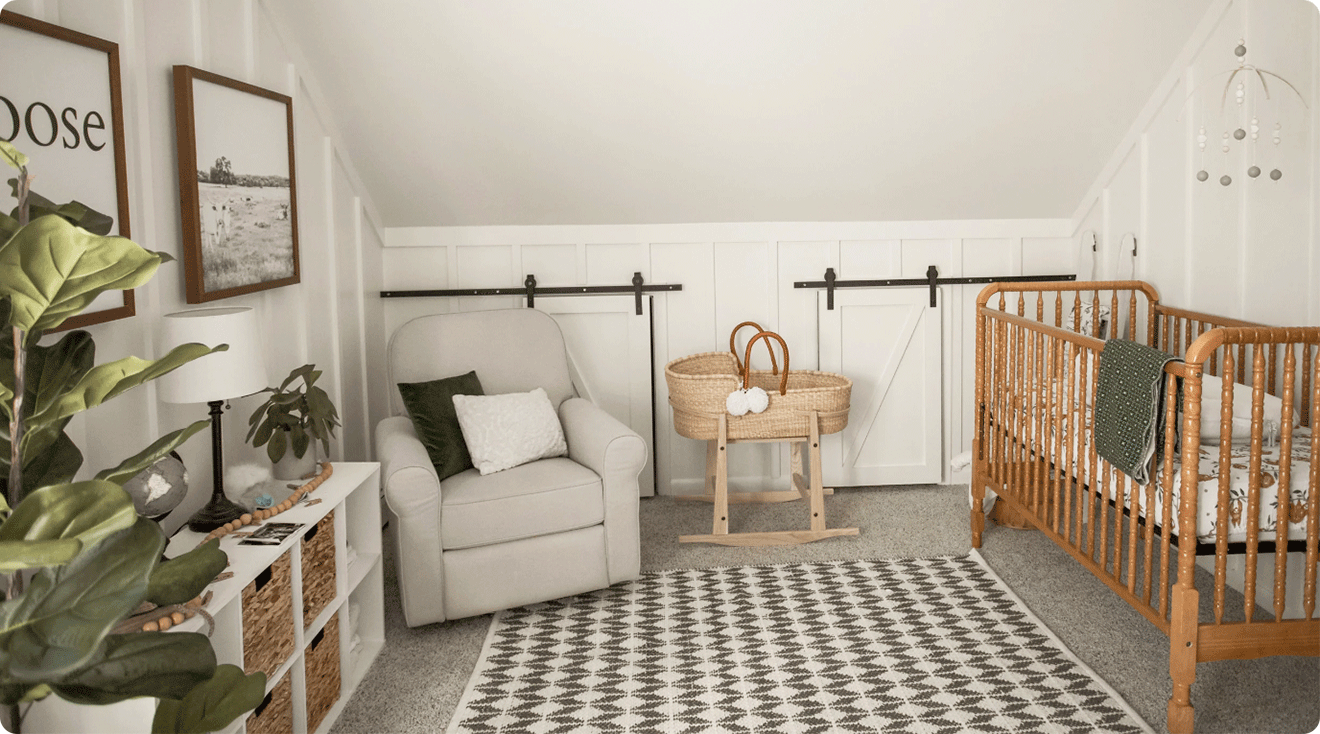 modern farmhouse gender neutral nursery from kindred homestead